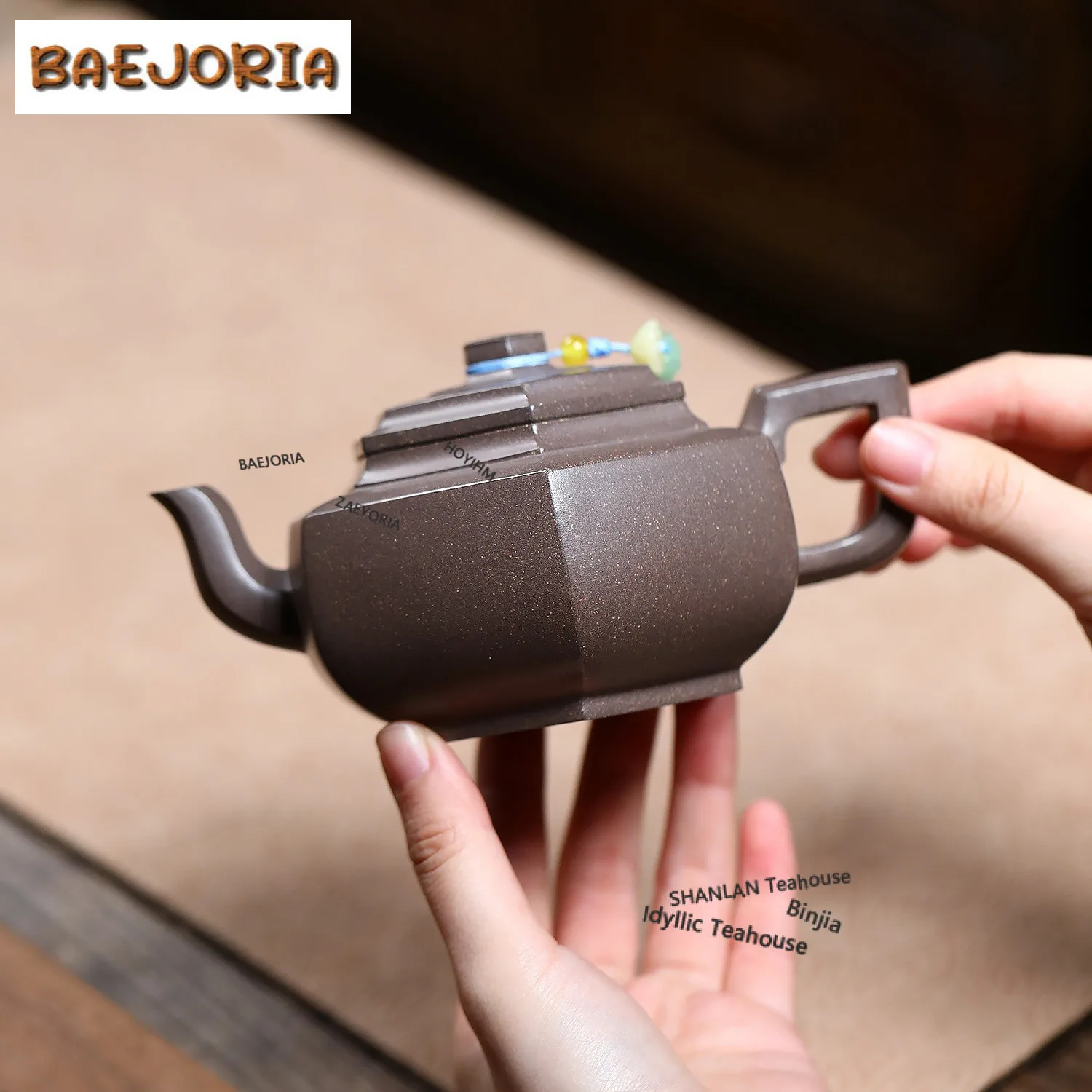 290ml High-end Yixing Purple Clay Teapots Handmade Hexagonal Pot Raw Ore Livid Section Mud Kettle Zisha Tea Set Teaware Craft
