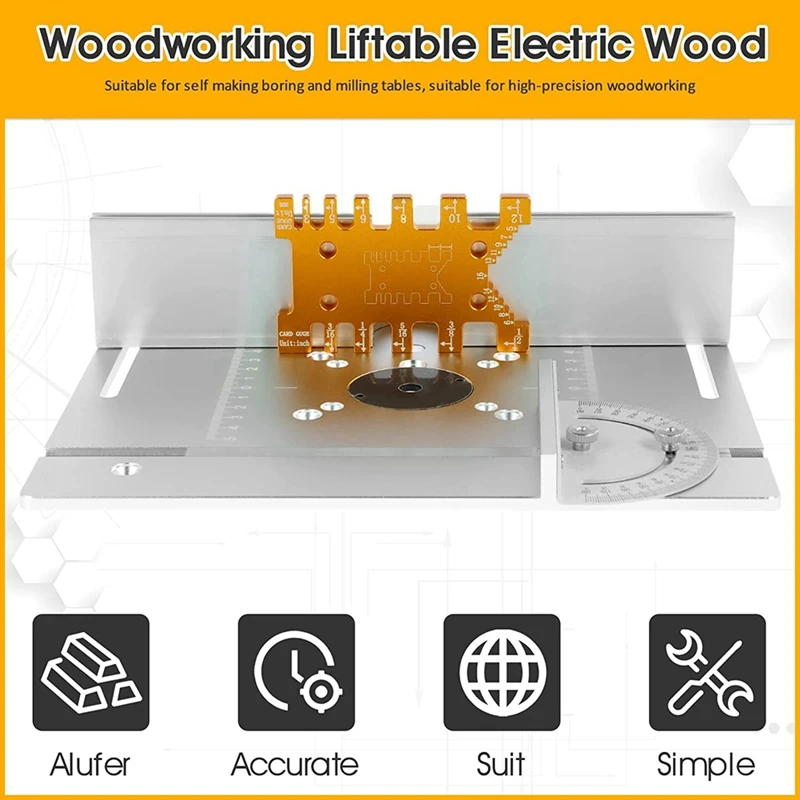 Wood Router Flip Plate Router Table Insert Plate Wood Milling Flip Board With Miter Gauge,Router Trimmer Woodworking Wood Tool A