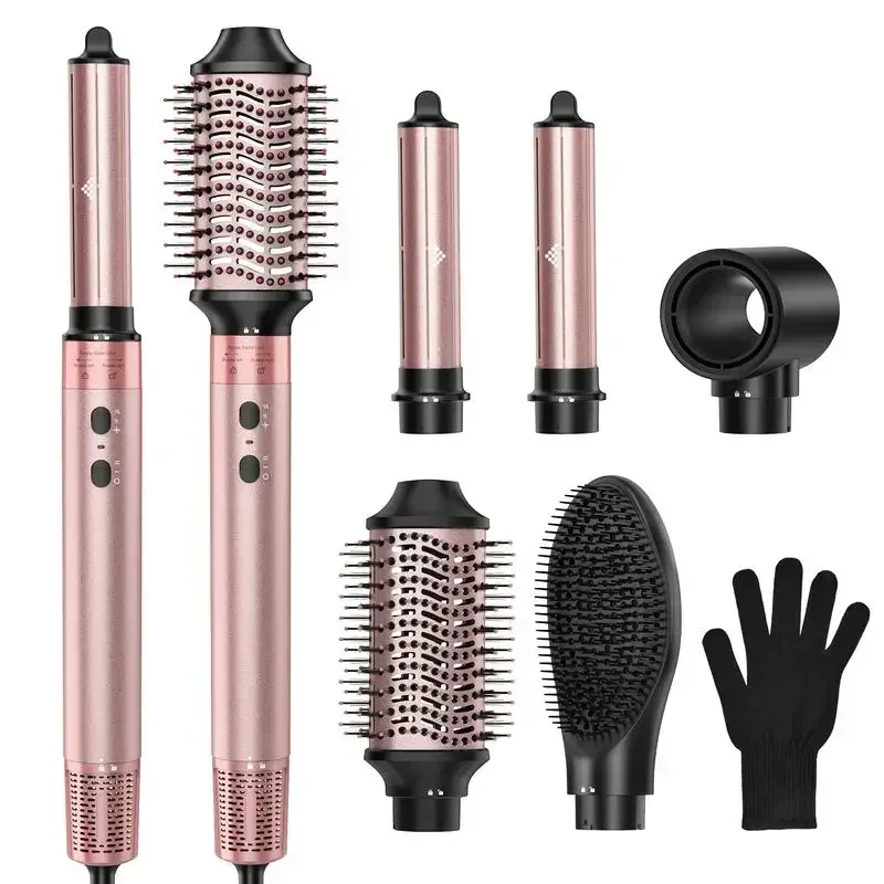 5 in 1 Curling Wand Set,Straightener Brush,Automatic Air Curling Iron,Hot/Cold Air Hair Styler for Fast Drying Curing