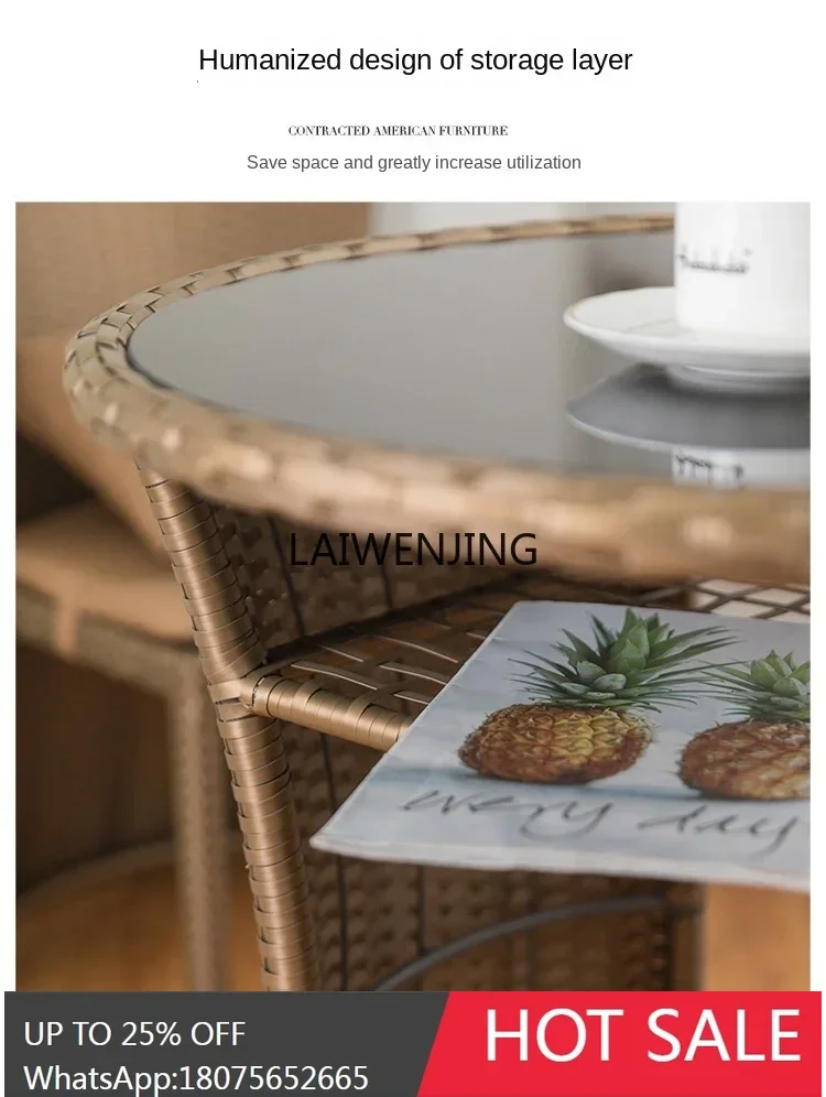 SGF balcony table and chair three-piece simple rattan casual tea table and chair