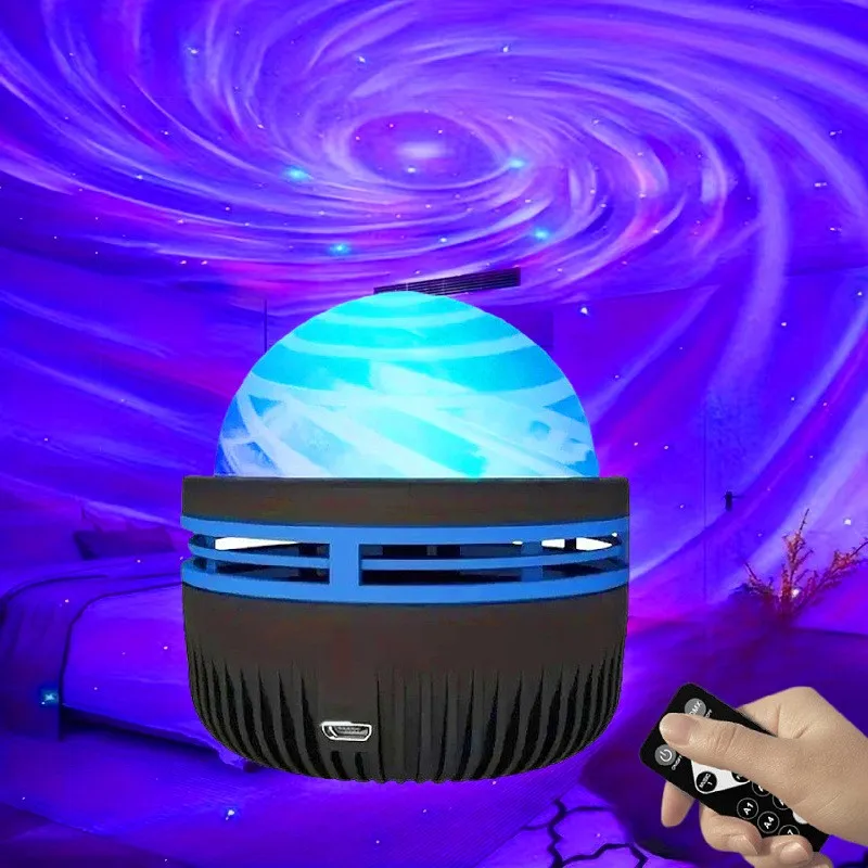 Romantyczna lampa galaktyka spiralny wir mgławica |   Projektor płomieni i fal wodnych z gwiaździstym niebem |   Dekoracja sypialni Ambient Night Light