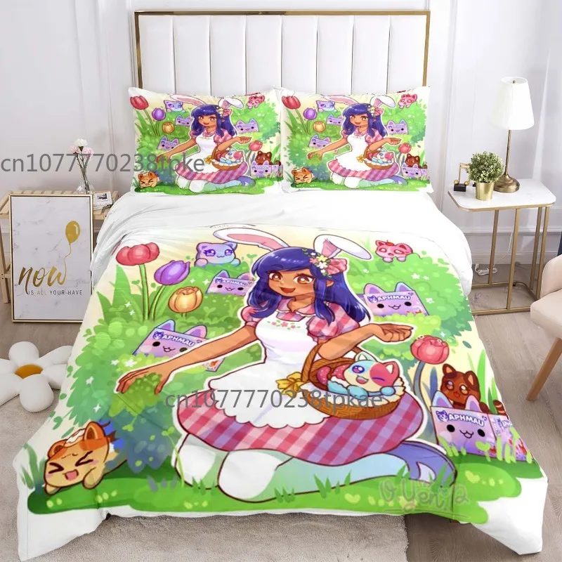 APHMAU Super Girl Cartoon Game Duvet Cover Sets Printed Bedding Set Double Queen King Size 2/3pcs,Bettbezug