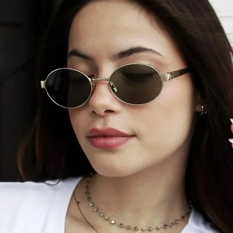 

2025 Trendy Metal Frame Small Oval Sunglsses For Women Classic Black Round Shades Eye Protection Optical Spectacle Eyeglass