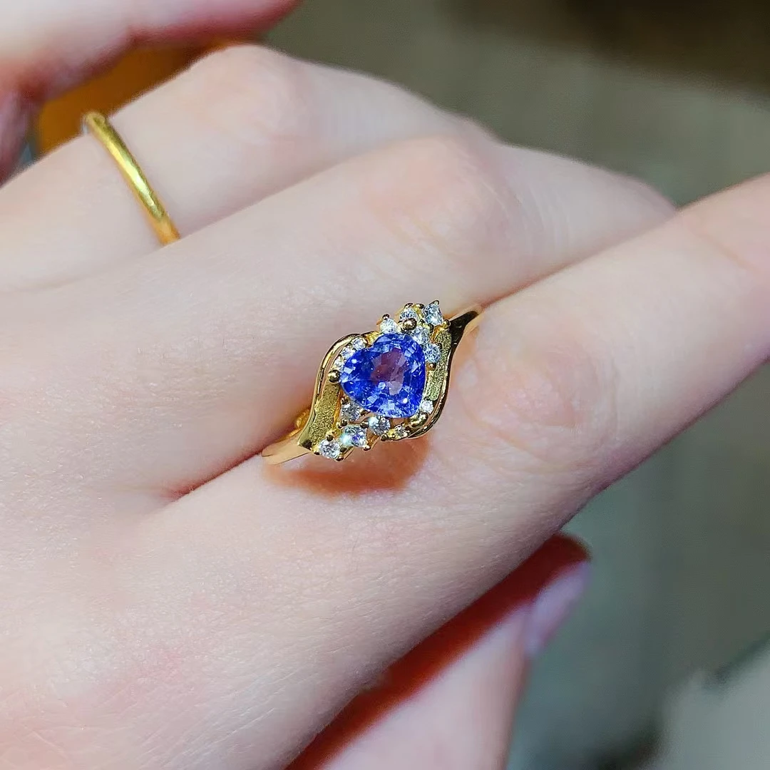 KJJEAXCMY New Natural Sapphire S925 silver exquisitely Ring Full of luster Simple, elegant and high-end Bestseller Birthday Gift