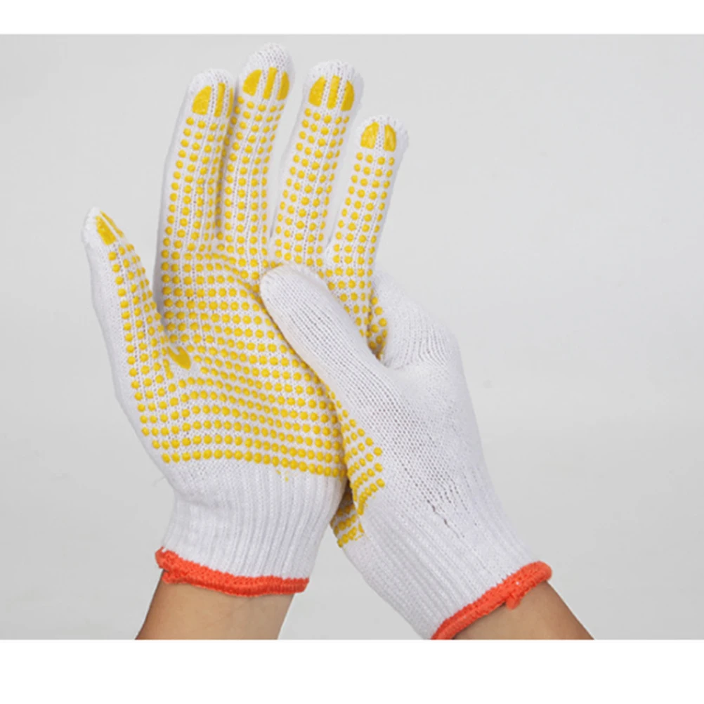 

12Pairs Labour Protection Cotton Gloves Thickened Wear-Resisting Oil Proof Working Gloves for Building Mechanical Maintenance