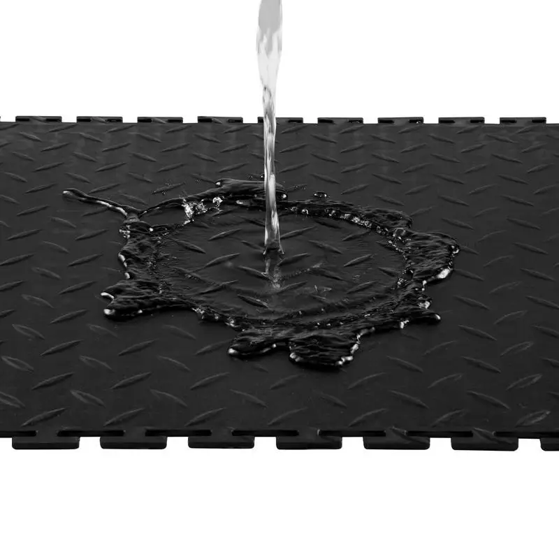 Ineinandergreifende Garagenfliesen, modularer Garagenbodenbelag 513 x 513 x 5 mm, rutschfeste PVC-Matten für Garagen, Werkstätten, Lagerhallen und Werkzeugräume, schwarz