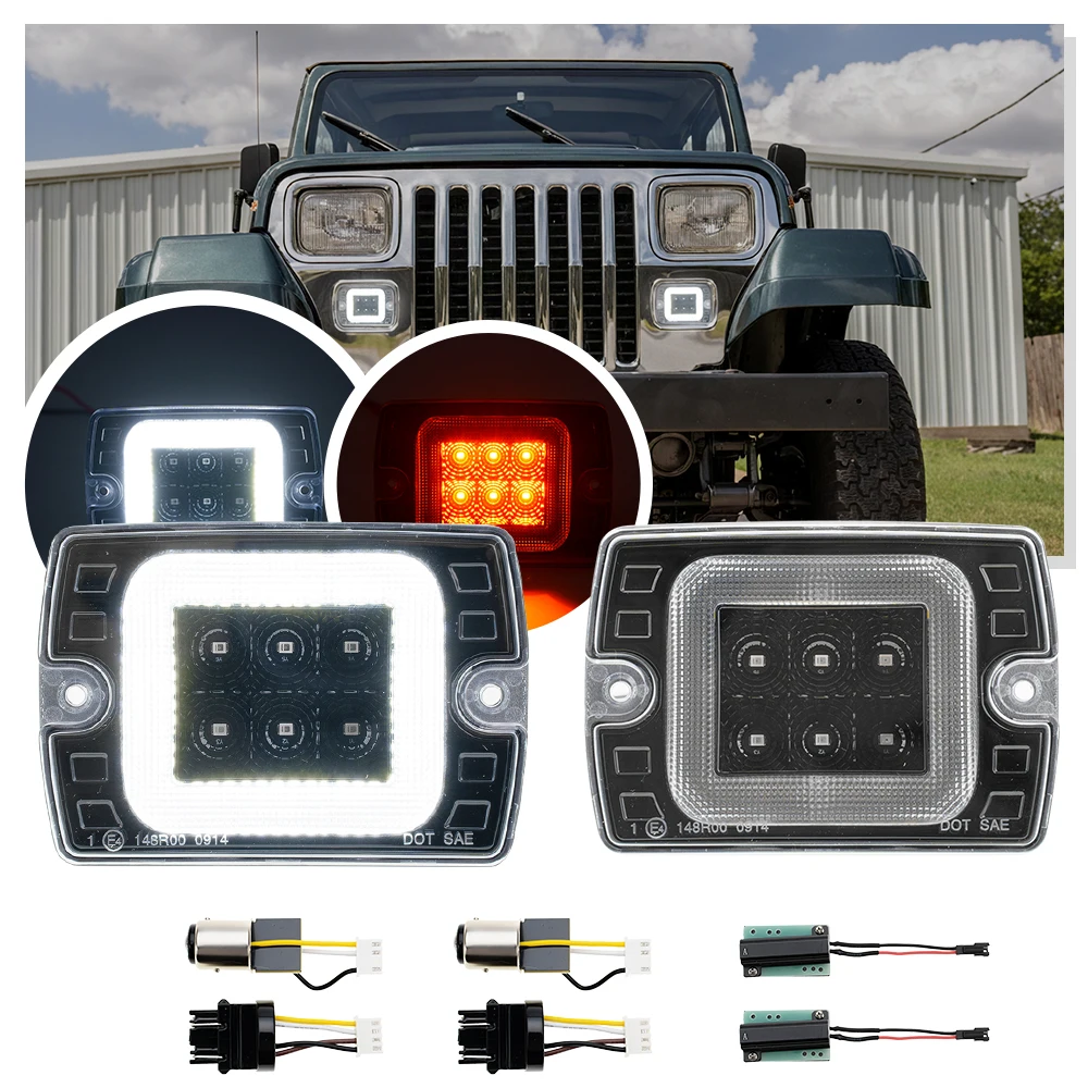 

Светодиодный последовательный передний бампер, боковой габаритный фонарь, парковочный фонарь для US1987-1995 Jeep Wrangler YJ, детали, аксессуары для указателей поворота