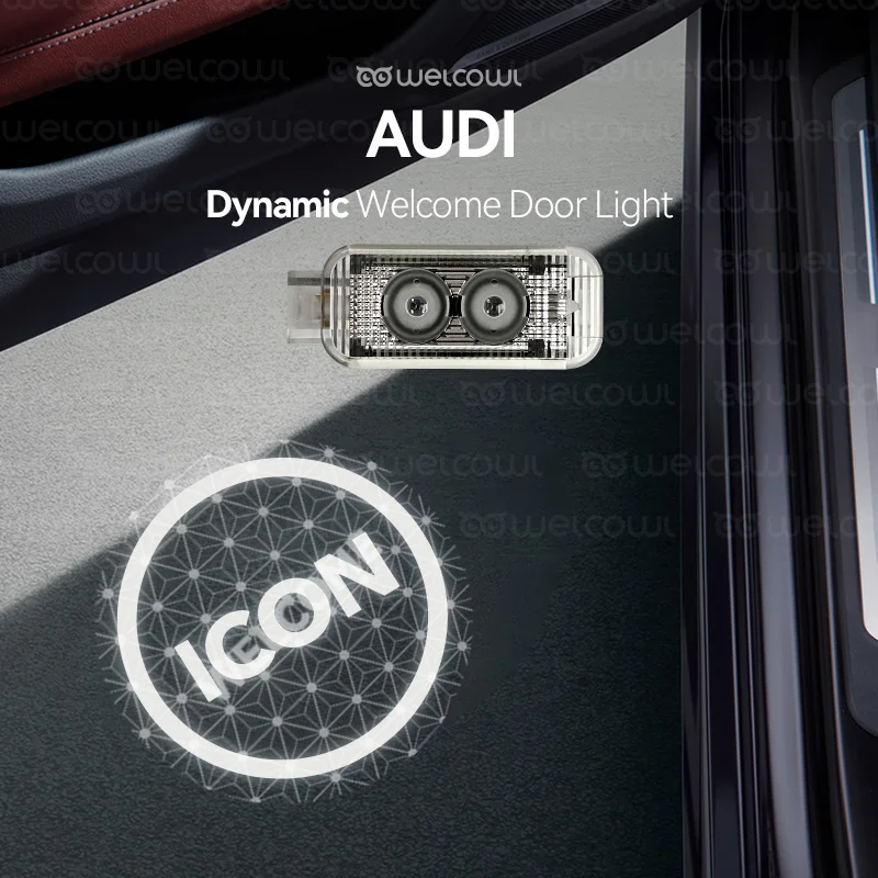 Welcome Light For Audi A6L A4L A7 S6 RS6 RS4 TTS TT RS Q2 Q3 Q5 Q7 R8 Car Door A4 A4 A8 A3 Dual lens dynamic Car Door Lamp Icon