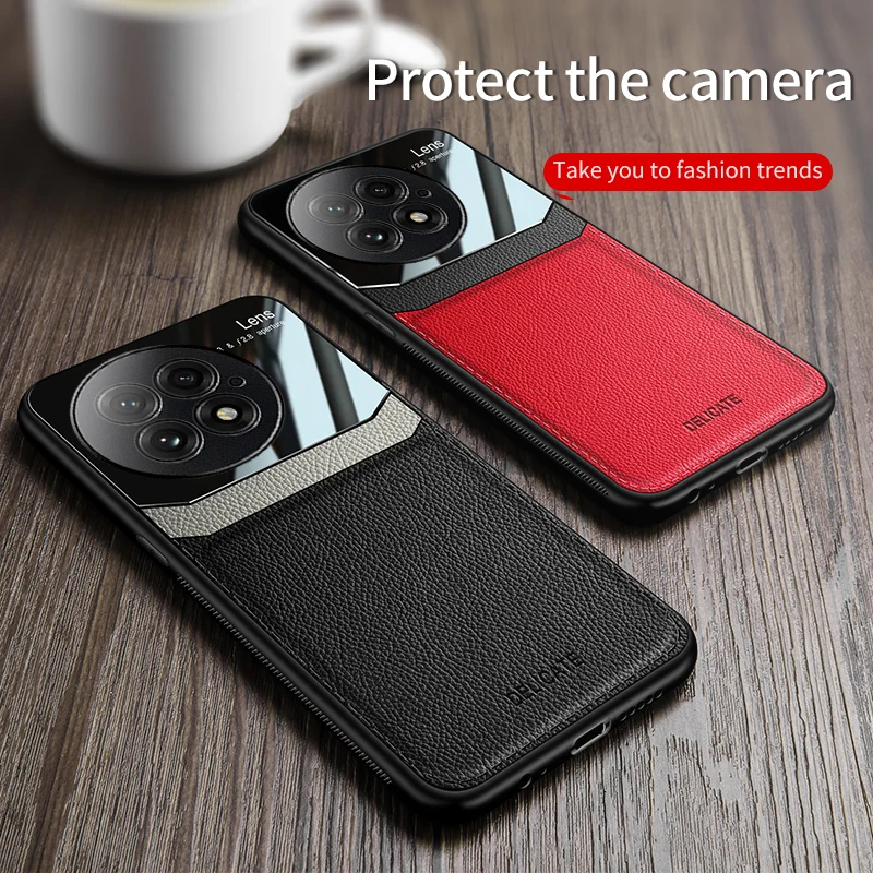 For OnePlus 13 Case Luxury PU Leather+hard PC Lens Protective Back Cover Case for OnePlus 13 12 11 12R 11R 10T 1+13 Phone shell