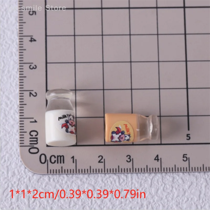 Bouteille de lait transparente pour maison de poupée 1/12, 10 pièces, Simulation de maison de poupée, ornements miniatures en résine, jouets, accessoires de décoration pour la maison