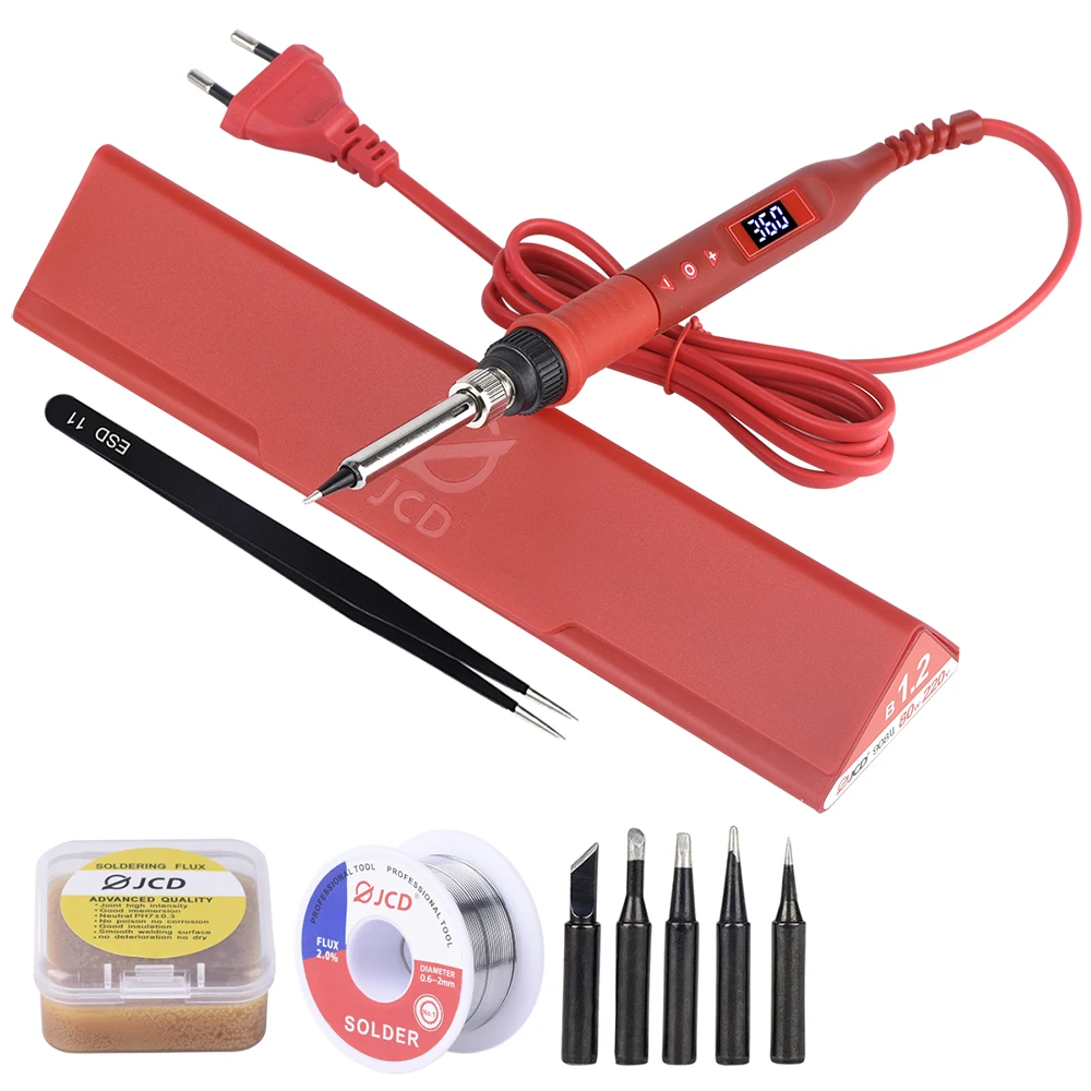 JCD 908U Electric Soldering Iron Kit 80W Adjustable Temperature LCD Display Electronic Welding Tool Equipment Soldering Iron