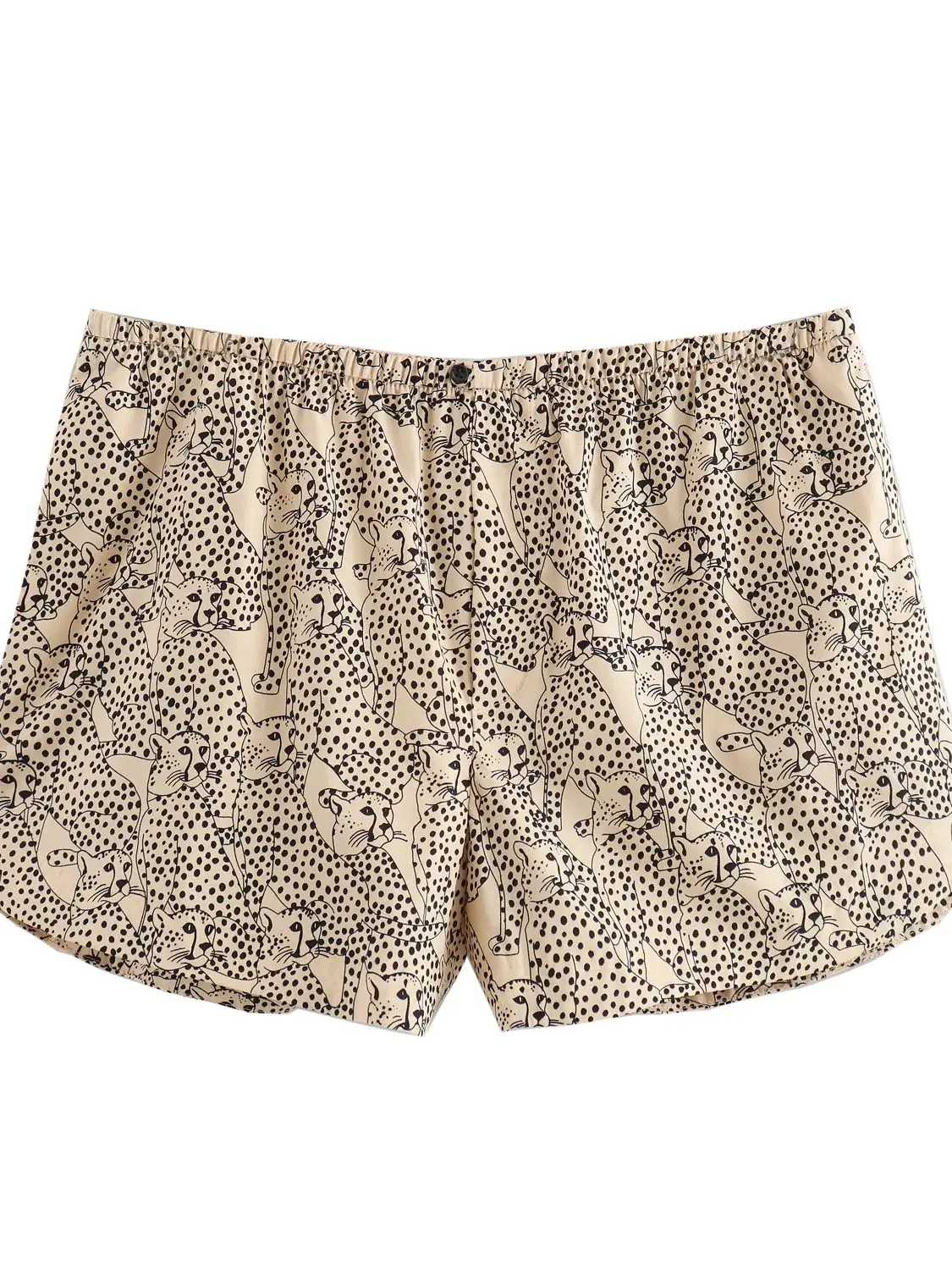 XNWMNZ 2024 Women\'s Fashion Animal Print Crop Shirt or Elastic Mid Rise Shorts High Street Female Two Piece Set