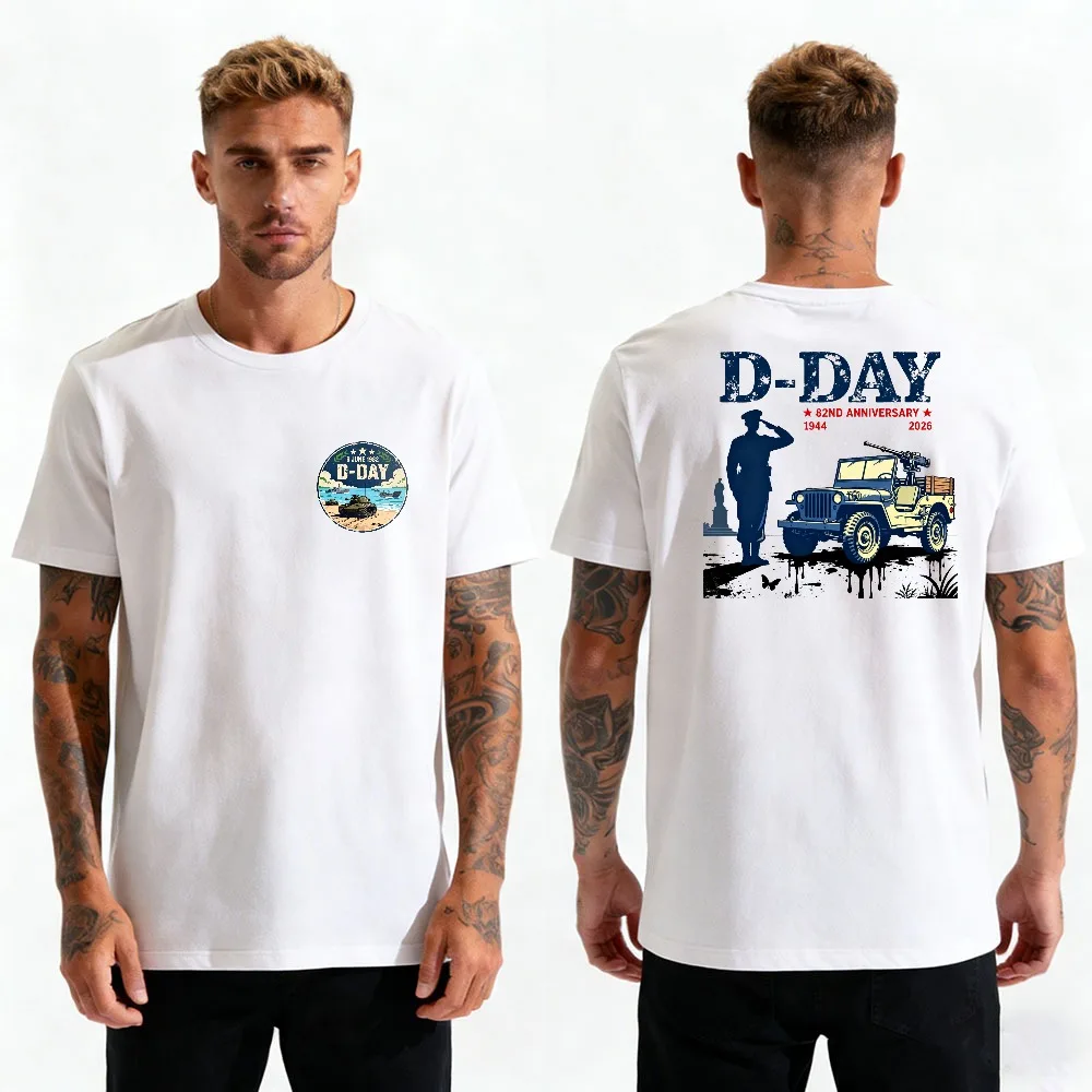 D-Day Memorial Military Design Men T-Shirt Cotton Short Sleeve Casual Fashion Summer Top Unisex Gift for History Lovers Shirt