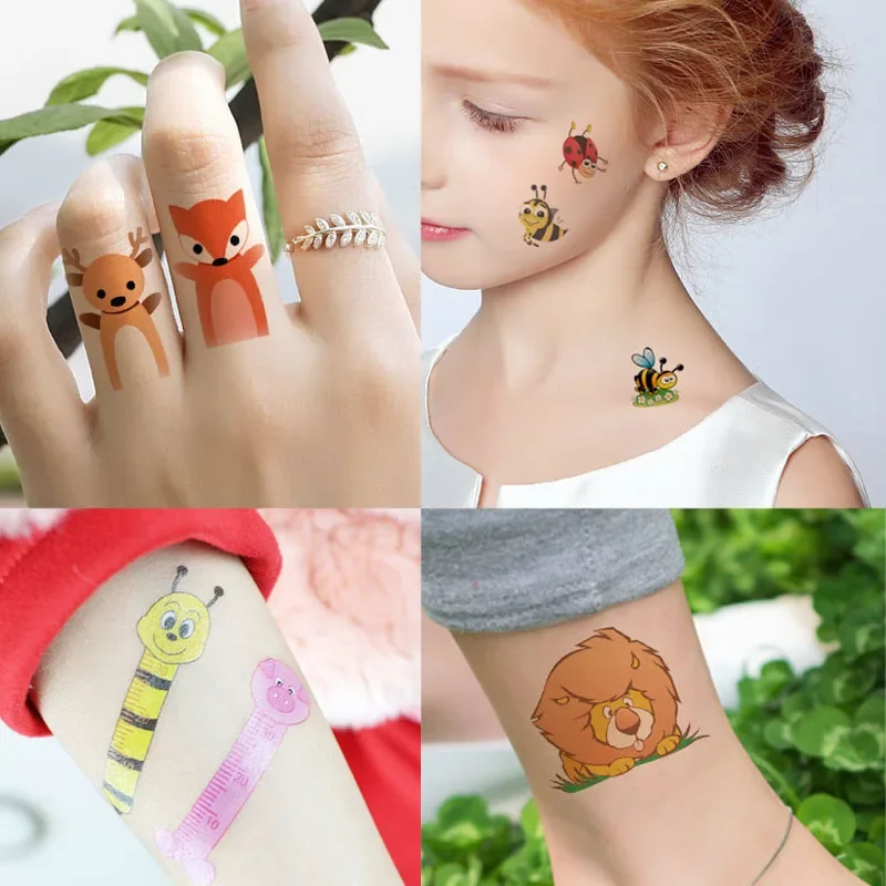 12 sheets Temporary Tattoo Stickers for Kids Cartoon Waterproof Disposable Children Party Makeup Tatouage Temporaire Fake Taty