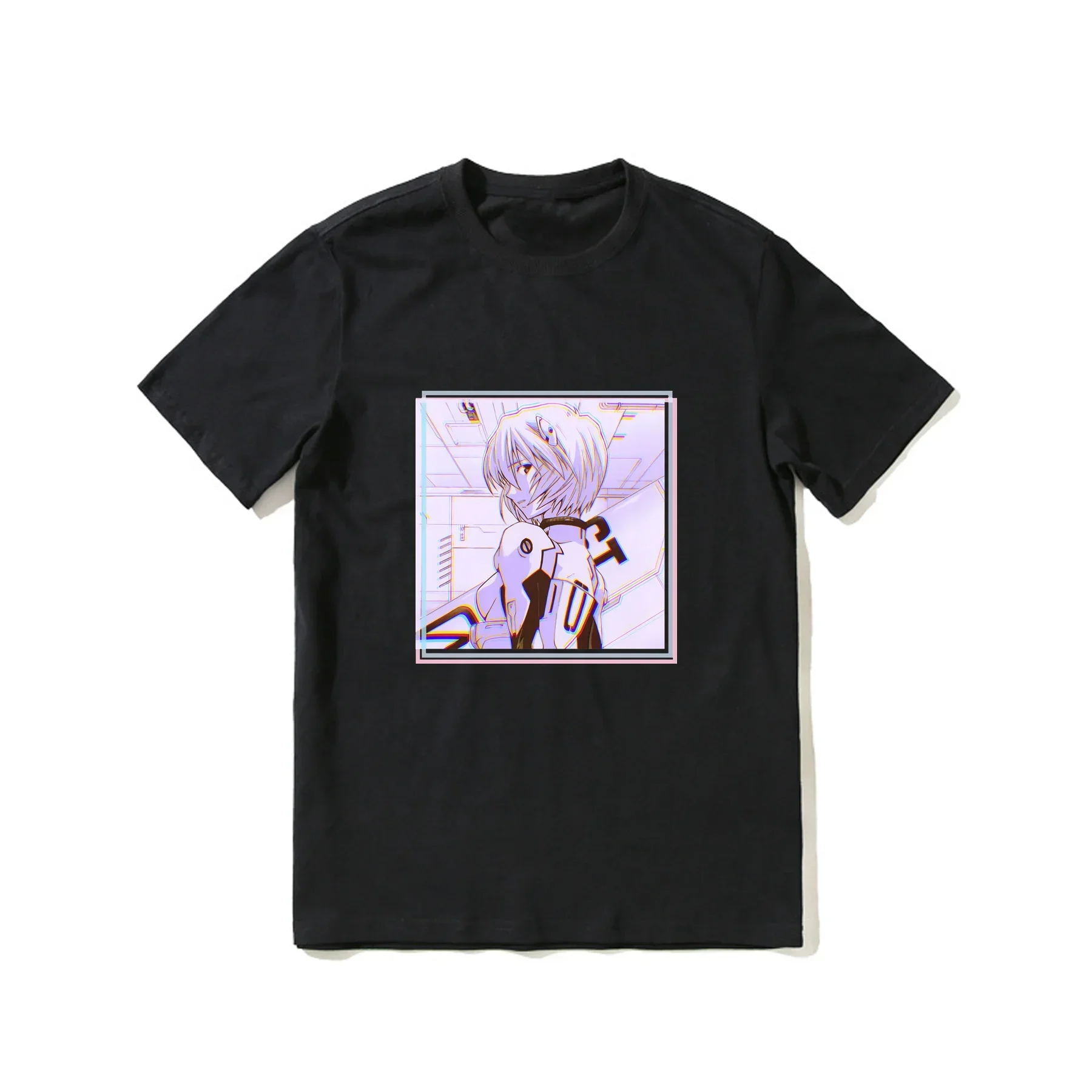 

2023 Hot Sale Summer 100% Cotton Ayanami Rei Evangelions Black T Shirt Men Short Sleeves Cool Tee Hip Hop Streetwear T-shirt