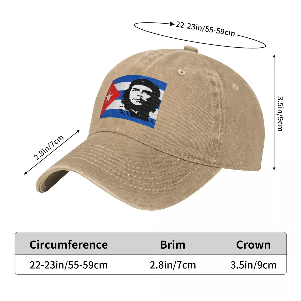 Che Guevara Denim Baseball Cap Cuba Flag Kpop Rock Trucker Hat Summer Women Men Fitted Retro Sun-Proof Snapback Cap