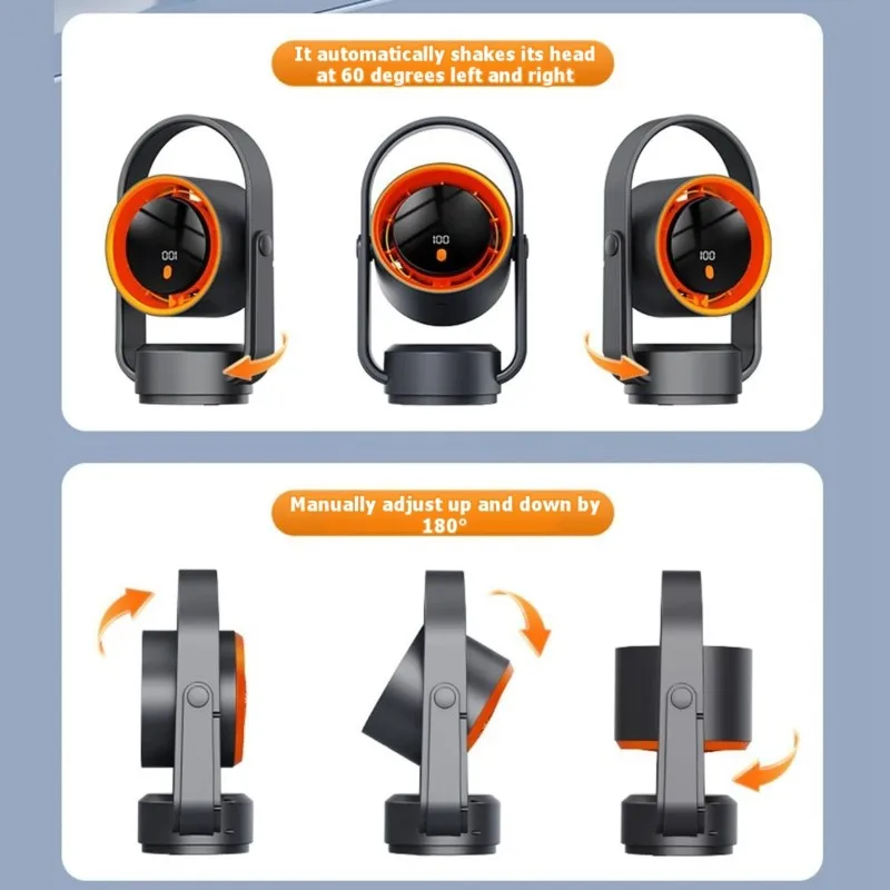 

AC93-Digital Display Desk Fan With Modern Oscillation Function-USB Powered, 100 Speed Settings, 1-3 Hours Battery Life