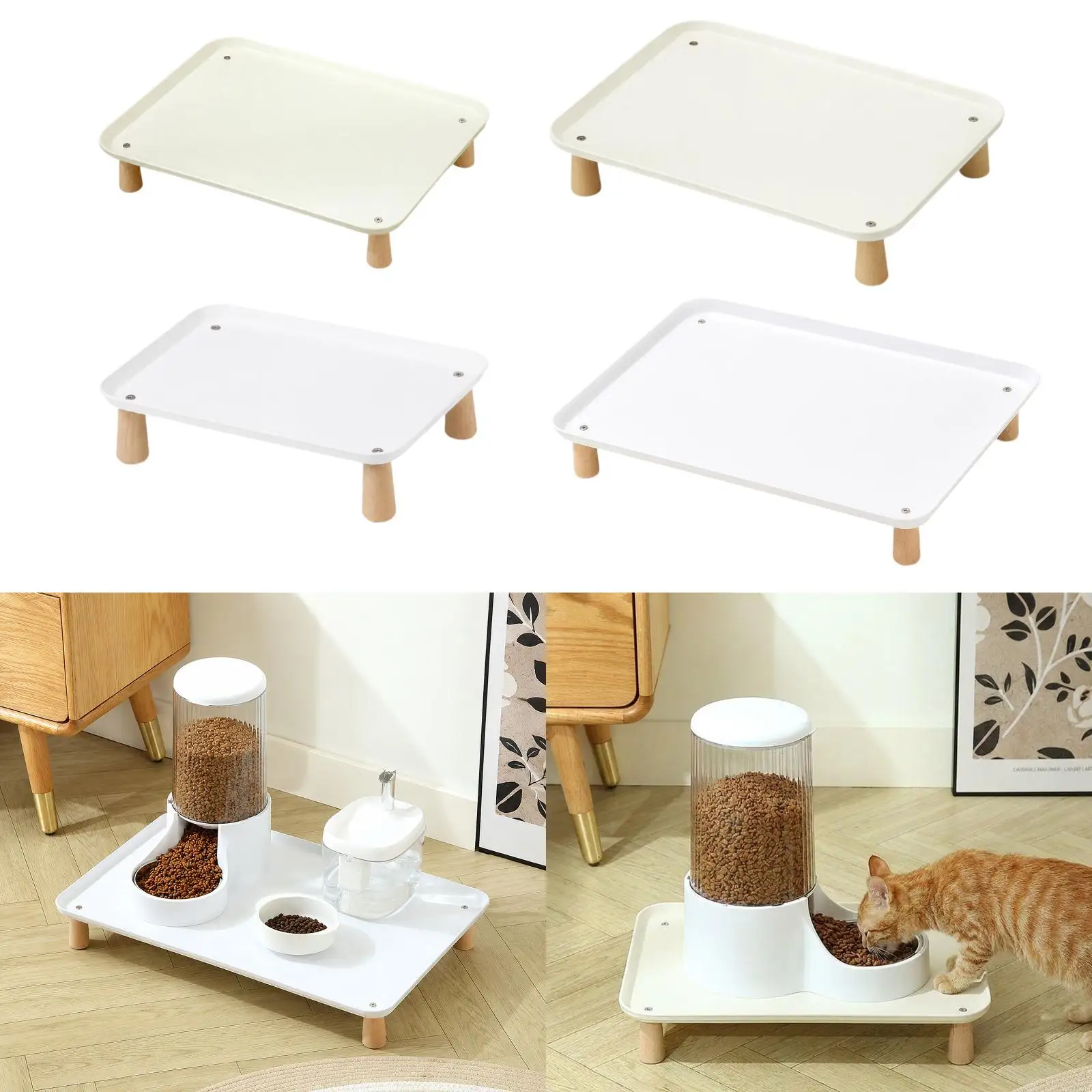Raised Pet Feeder Stand Dog Bowl Stand Comfort Ergonomic Stable Waterproof Washable Cat Dog Bowl Tray and Dogs