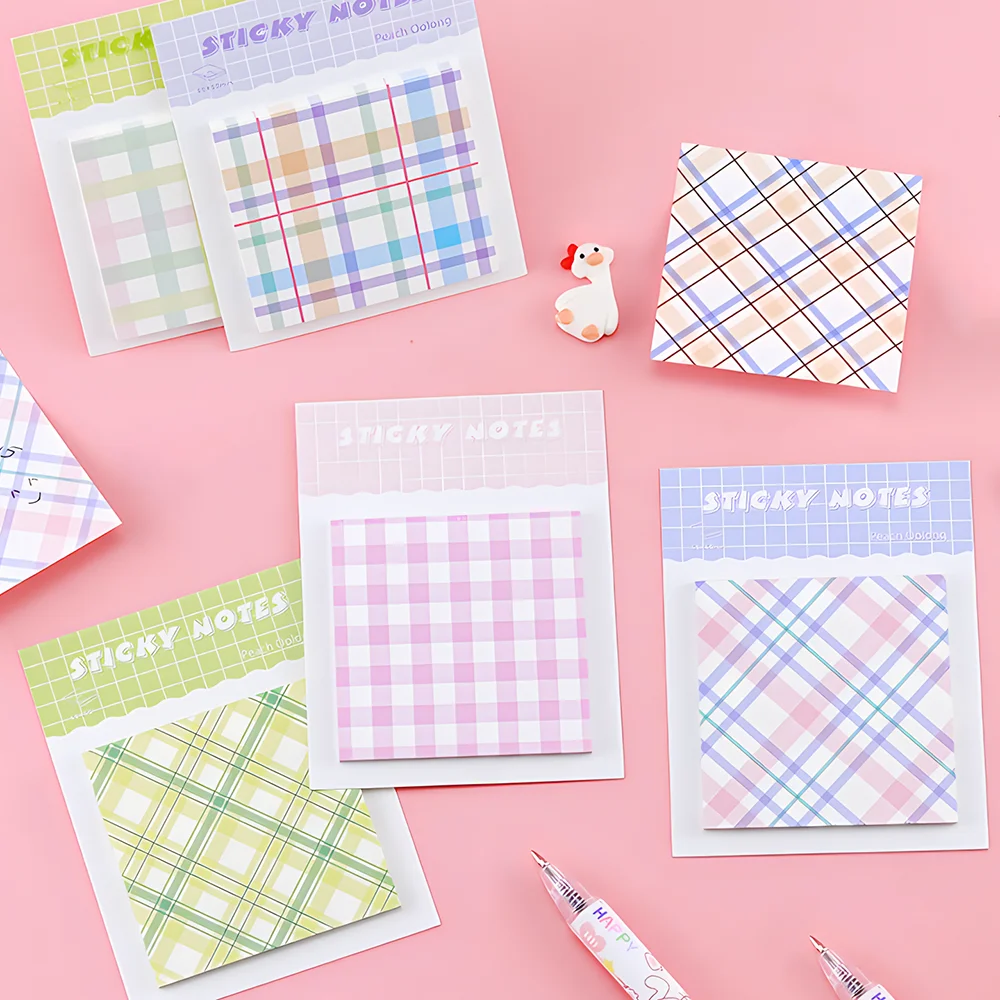 Coreano carino Plaid griglia Sticky Notes Memo Pad Fancy Planner Post Paper notepad donna ragazza Journal cancelleria indice Tab Checklist