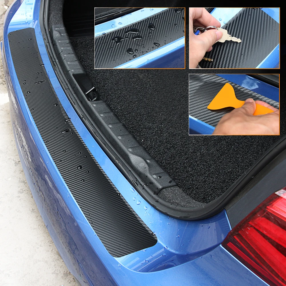 Car Trunk Rear Guard Plate Sticker 3D Carbon Fiber Film for Volkswagen VW Golf 7 mk7 Seat Ibiza Leon FR 2 Altea Aztec