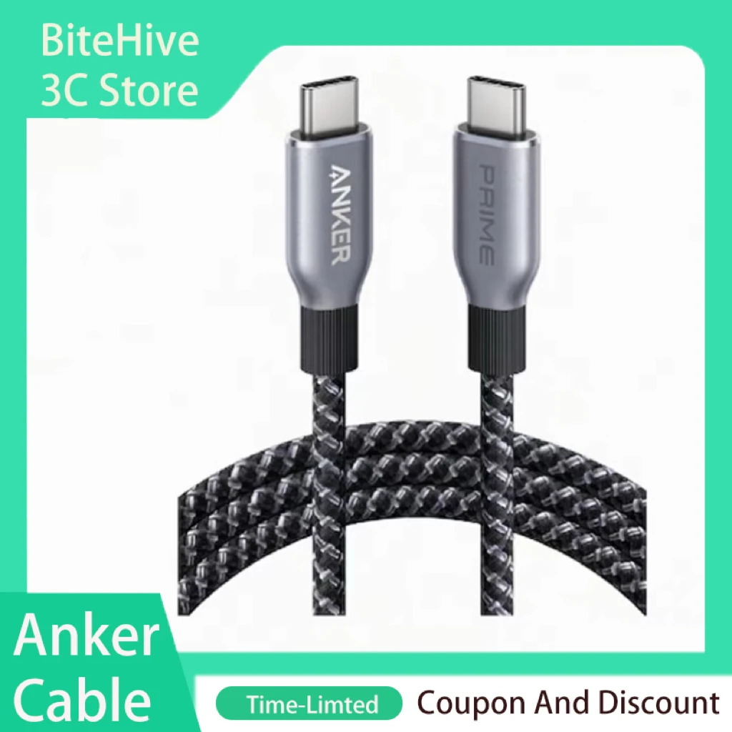 Anker Prime A88E2  Fast Charging USB-C to USB-C Cable 240W E-Marker PD3.1 PCR Upcycled-Braided Nylon 100-Year Bend Durability
