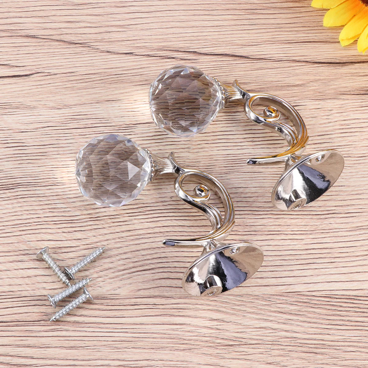 

Stainless Steel Crystal Curtain Tiebacks Wall Mounted Holdback Hooks Hanger Holder Silver Smooth Glossy Decorative For Window