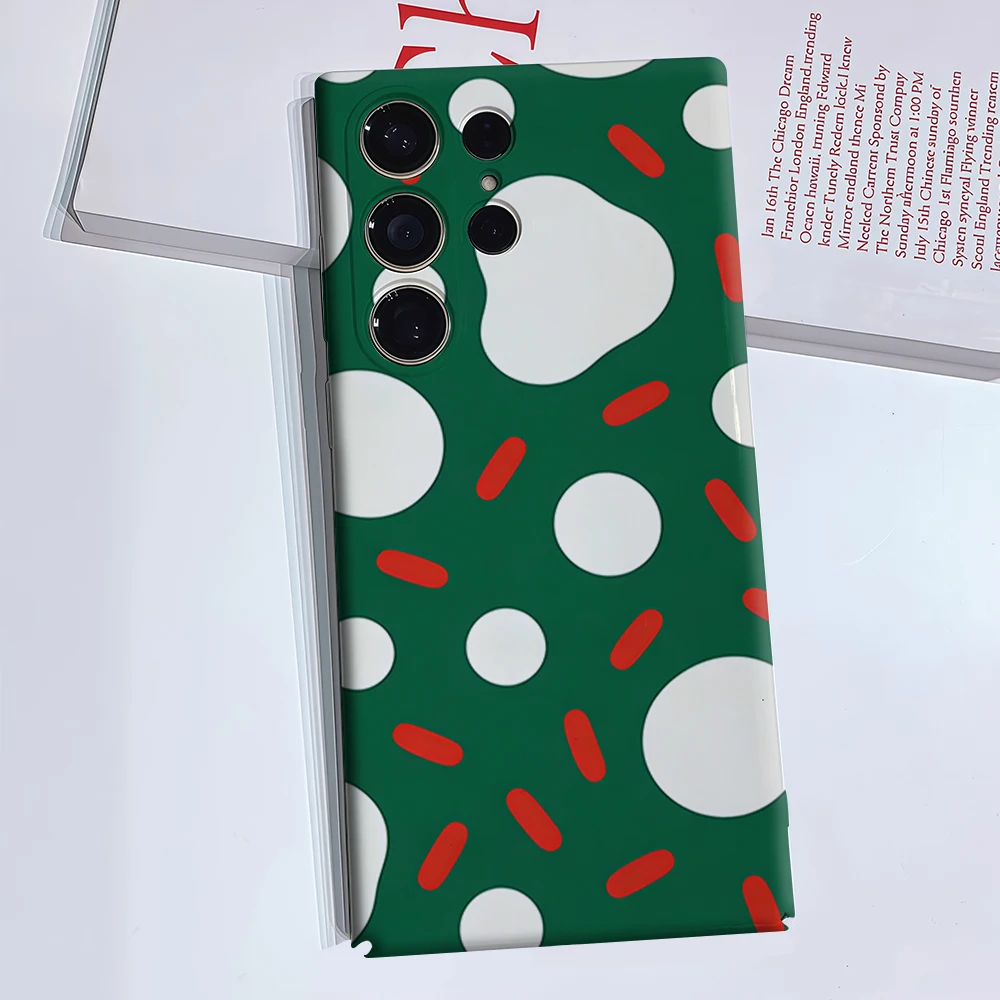 Green Abstract Dot Stripe Phone Case for Samsung Galaxy S26 S25 Ultra S24 S23 Ultra Plus Glossy Double-layer Back Cover