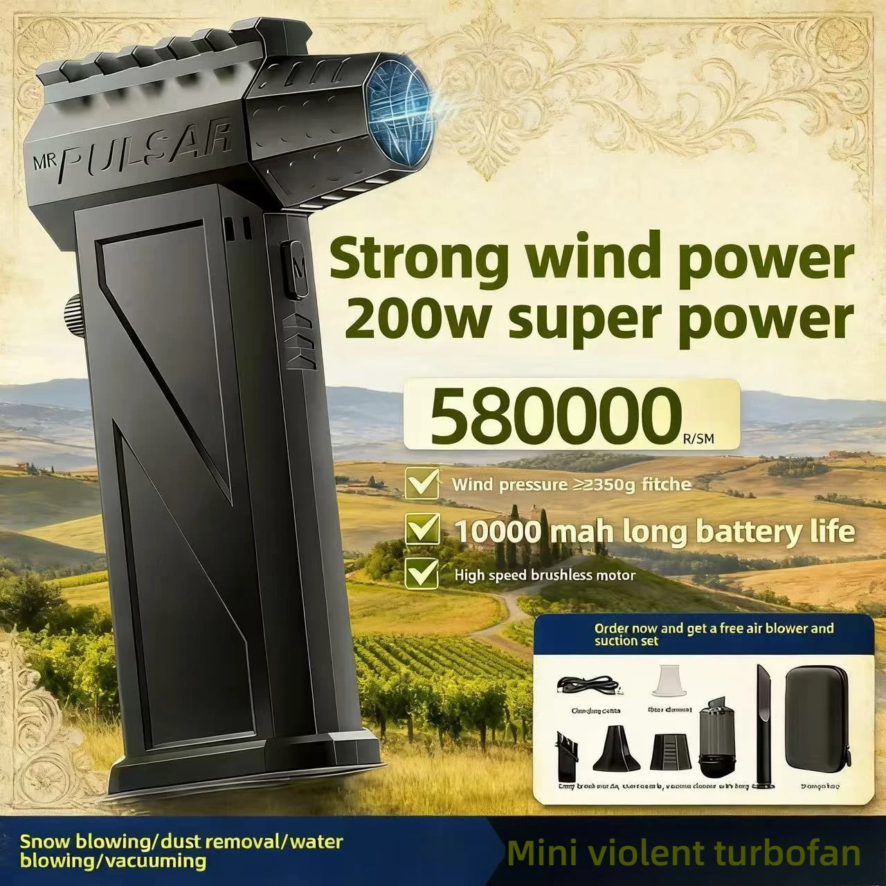 

X3 780000RPM Turbofan High Power Jet Fan Air Duster Motor Variable Speed Dust Blower Brushless Cleaning Tool Handheld Air Blower