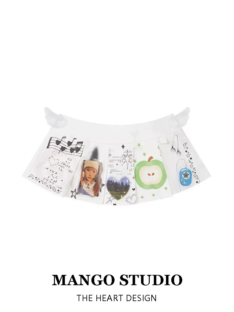 

Белая милая женская летняя юбка с высокой талией Y2K Spicy Girl pasoal, занавеска для поездок на работу, двухцветный дизайн