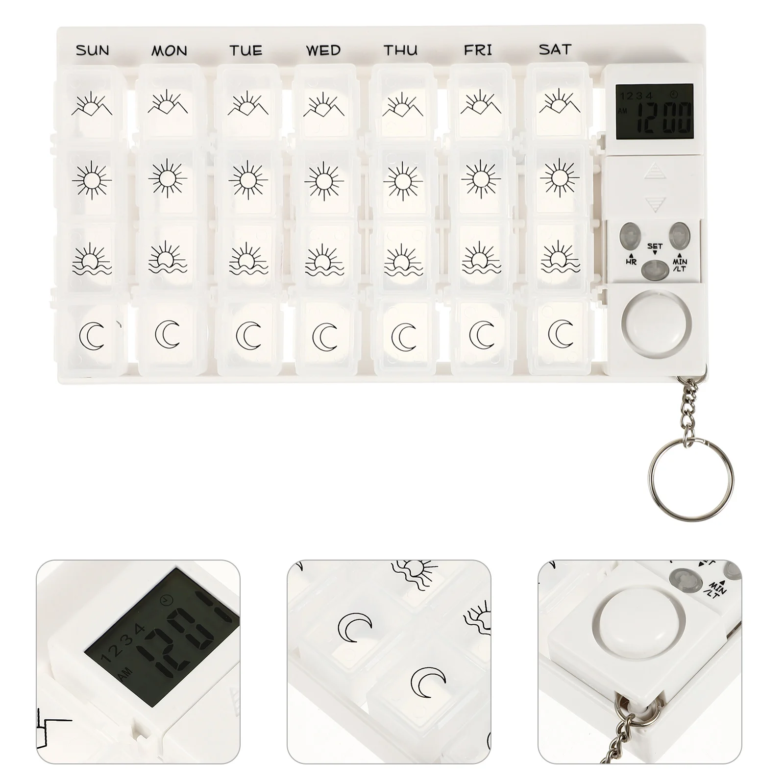 Weekly Digital Organizer 7 Days 28 Compartments Medicine with 5 Groups Alarm Reminder and Luminous LCD Back light for Medication