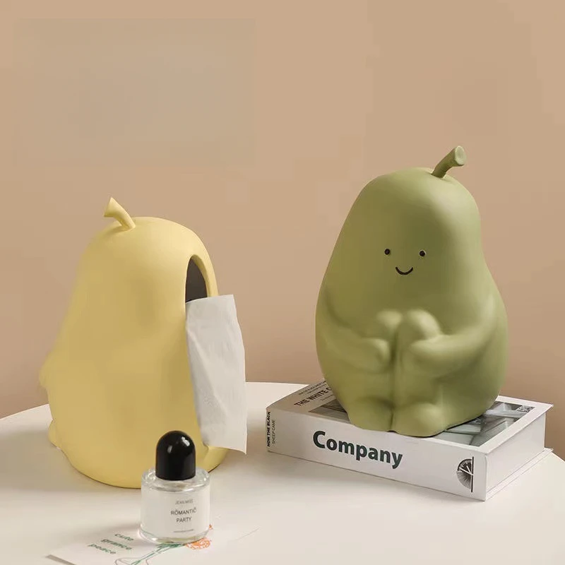 

Cute Hug Pear Ceramic Tissue Box Creative Napkin Holder Kawaii Tissue Organizer for Living Room Decoration Toilet Paper Holder