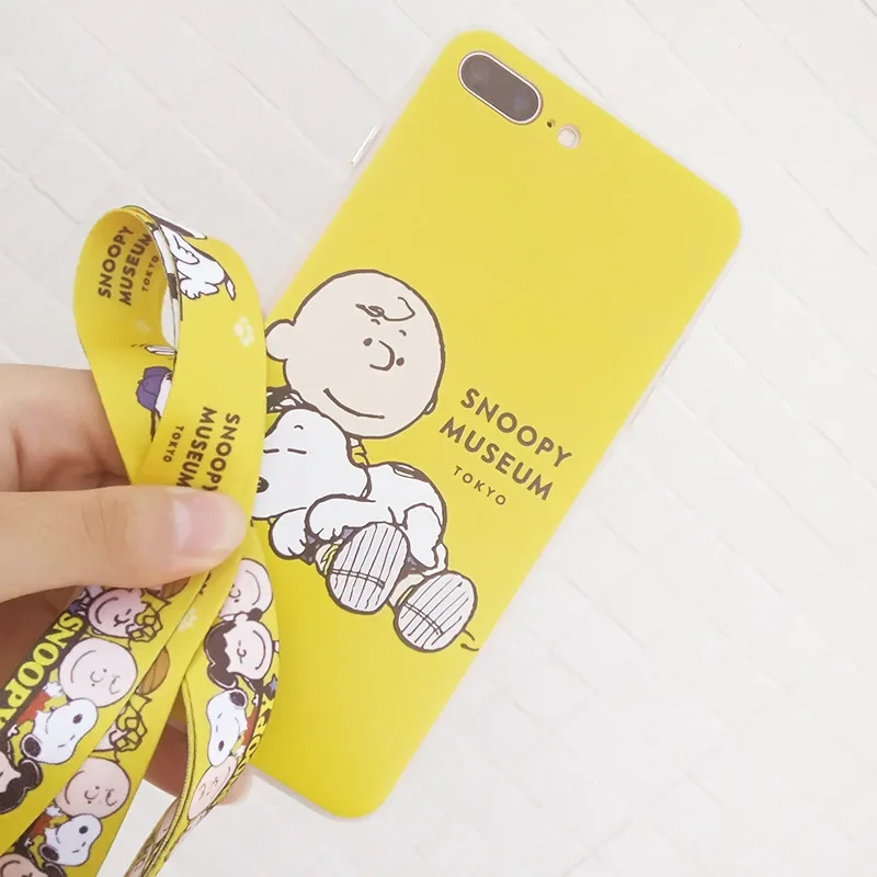 Snoopy Cordino per cellulare Cartoon Kid Portachiavi Portachiavi ID Telefono cellulare Corda Cinghie per il collo Anime Cellulare Anti perdita