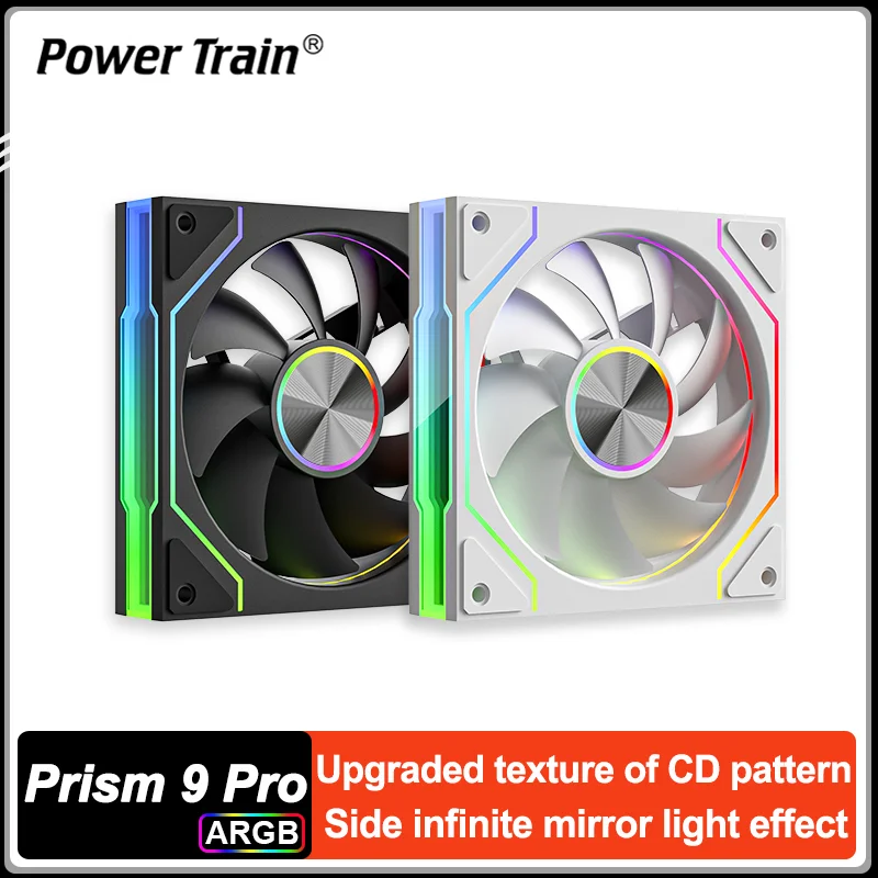 

Power Train Prism 9 Pro 12 см Корпусный вентилятор ARGB Тихий охлаждающий вентилятор для настольного компьютера Бесконечное зеркало Световой эффект