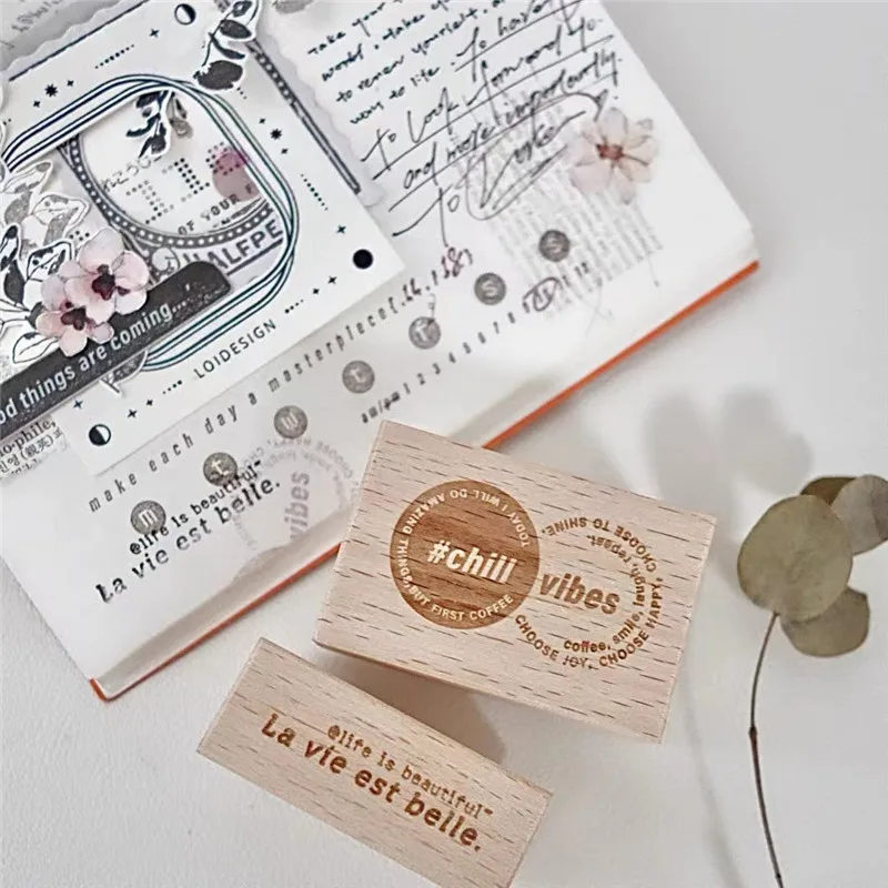 Vinage Casual Attitude English Words Wooden Rubber Stamp for DIY Scrapbooking Photo Album Card Making