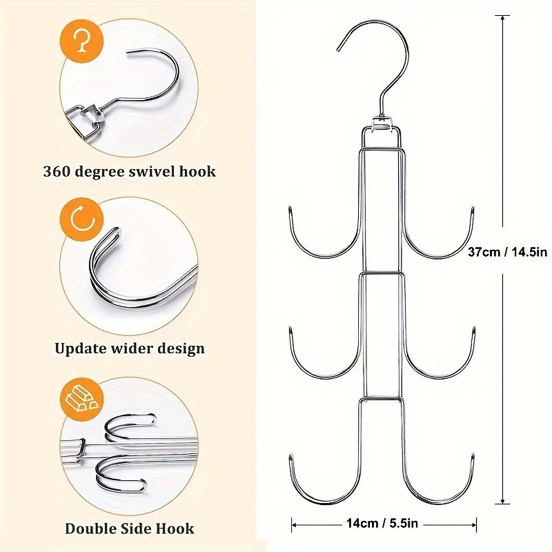 행어 정리함 금속 지갑, 360 도 회전 가능, 옷장 보관, 눈에 잘 띄고 좋은 상태, 1 개