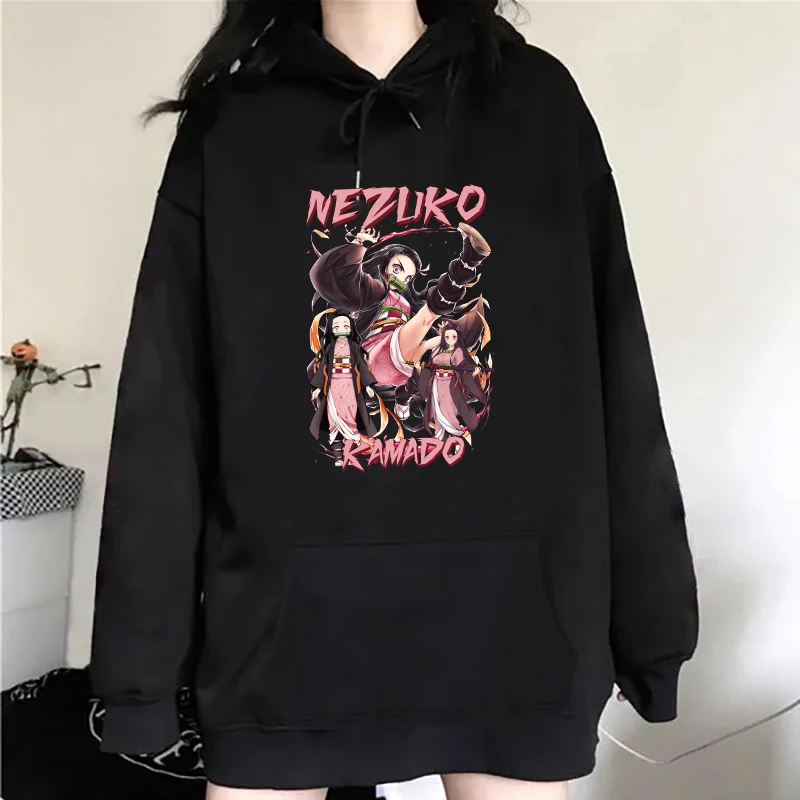 Women'S Winter Autumn Fashion Hooded Casual Anime Kamado Nezuko Printed Long Sleeve Hoody Hoodies Sweatshirts Loose Pullover