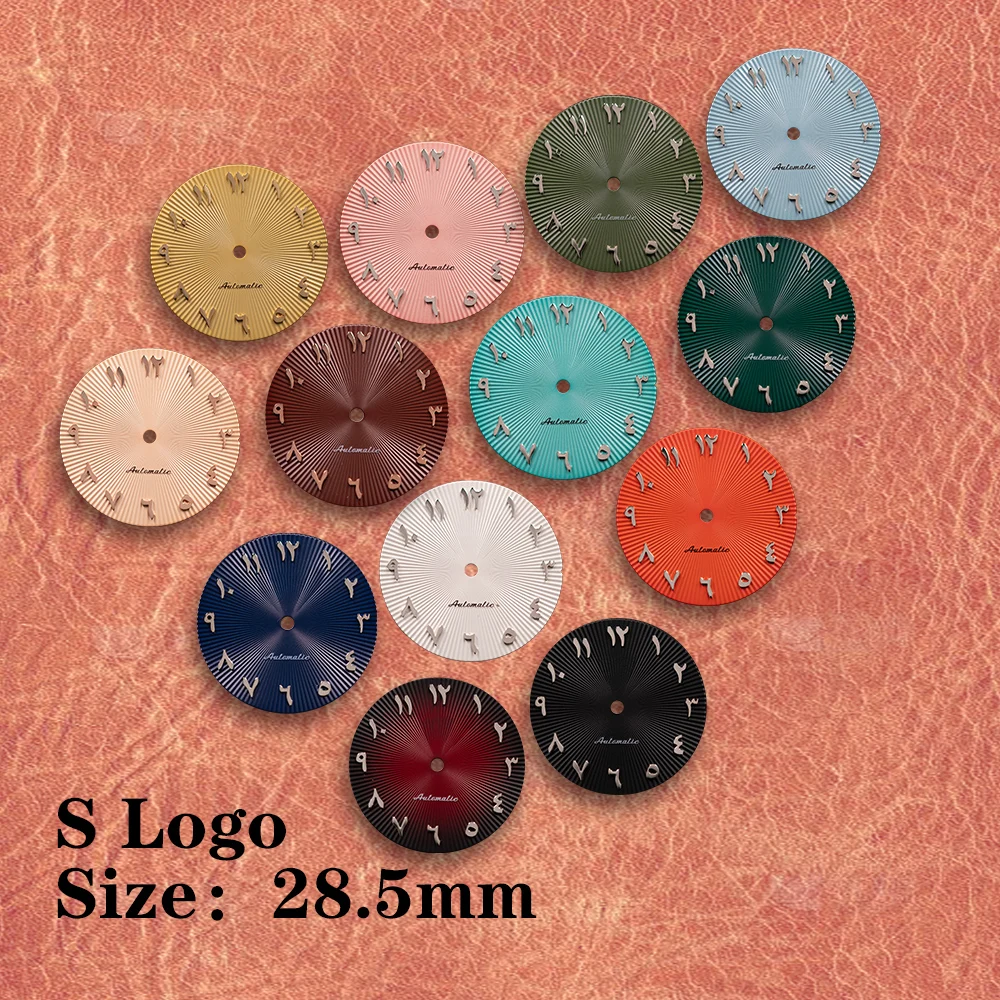 28.5mm S Logo Arabic black dial Vertical bar dial No calendar  Suitable for NH35 NH36 Movement Watch Modification Accessories