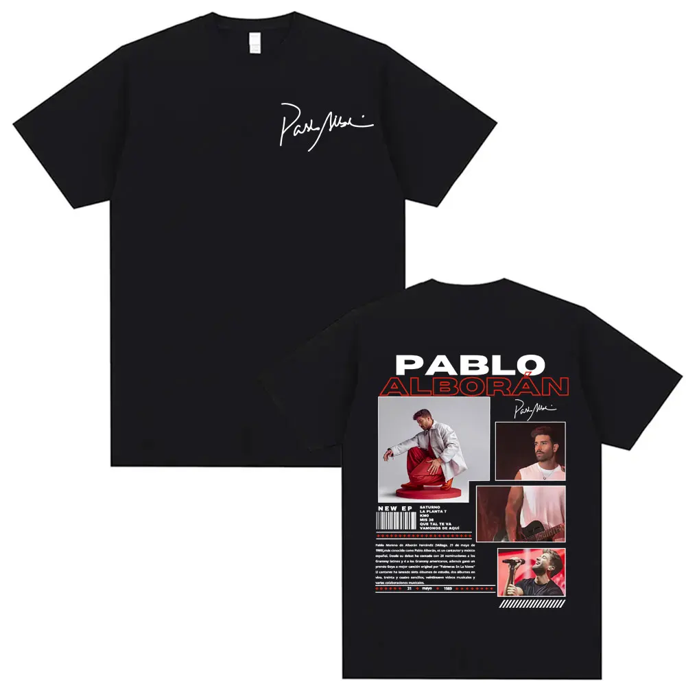 Rapper Pablo Alborán Global 2025 Tour TShirt Men Women Harajuku Vintage Classic Hip Hop Oversized T-shirts High Quality T Shirts