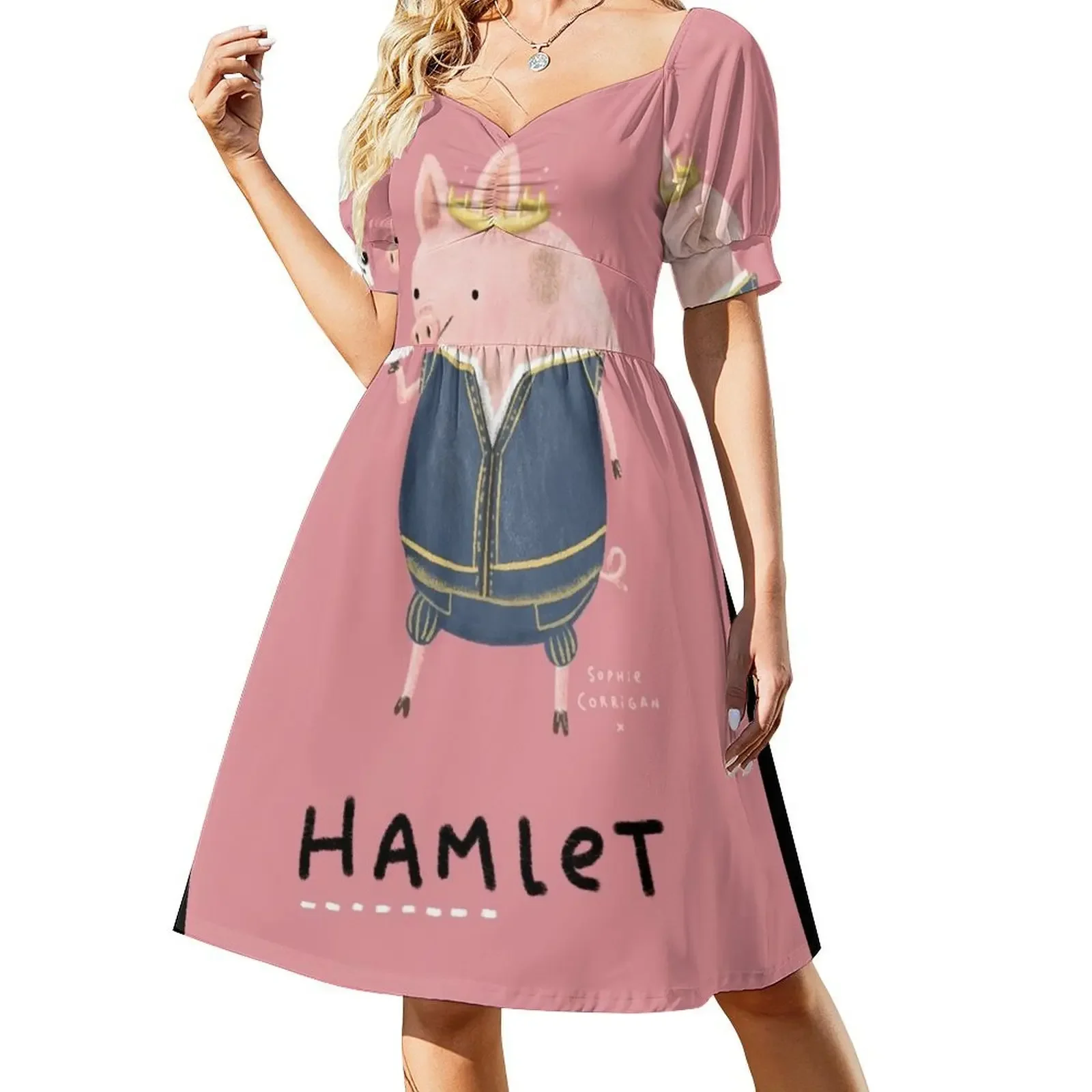 

Hamlet Short-Sleeved Dress party dress women elegant luxury sexy short dresses daring