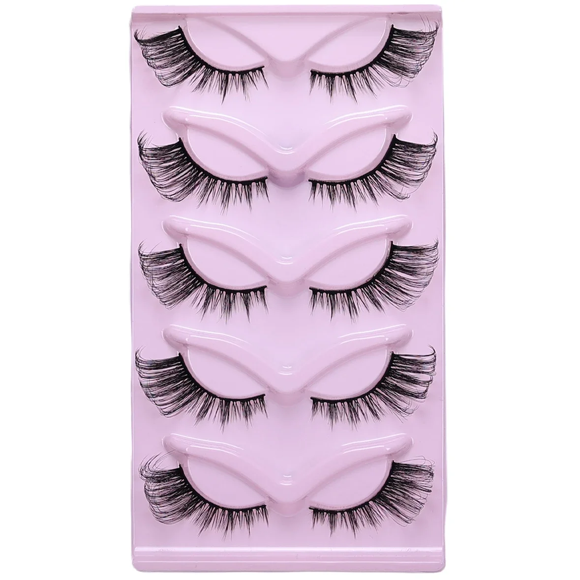 キャットアイつけまつげ 5 ペア ふわふわ、ナチュラル、スレンダー、ソフト、クロスつけまつげ テールエクステンションつけまつげ