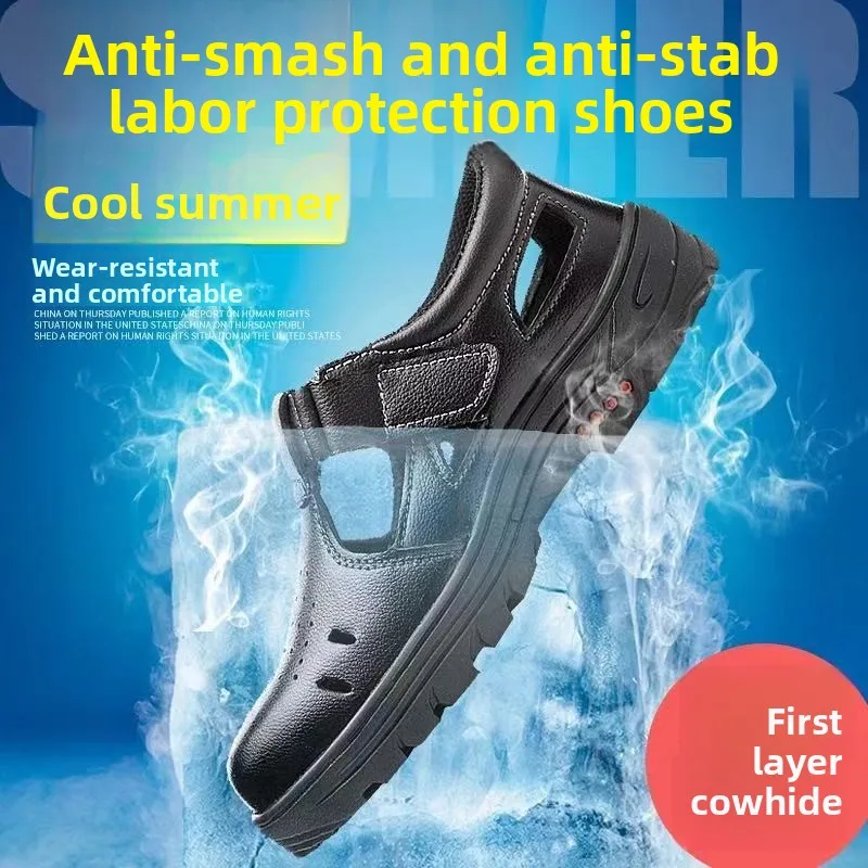 Summer Large Hole Durable Sandals Punched Labor Shoes Smash-proof Puncture-proof Safety Shoes Breathable Protective Work Shoes