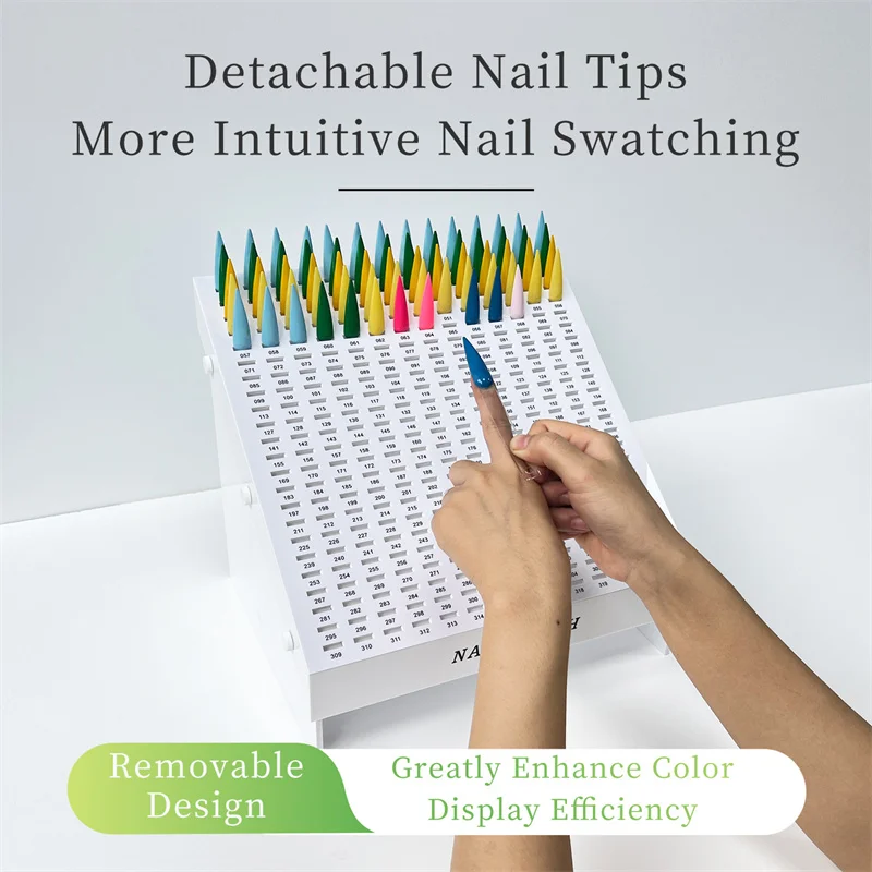 332 Tips Color Nail Art Display Stands Removable Board Nail Gel Polish Sample Quick color test Swatches Card Salon Manicure