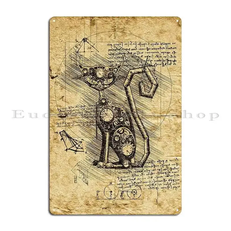Steampunk Cat Metal Sign Wall Decor Create Plaques Wall Mural Cinema Tin Sign Poster