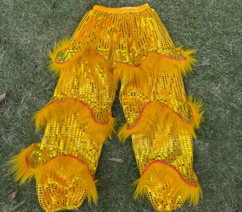 Pants Trousers  Lion  Dragon Dance Costume Kungfu Wushu Shiny Kid Boy Girl Child Dress Up Festival Clothing With Fur