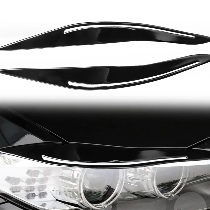 

Piano Black Car Front Headlight Eyelid Eyebrow Cover Trim Sticker For BMW 5 series f10 2014-2016