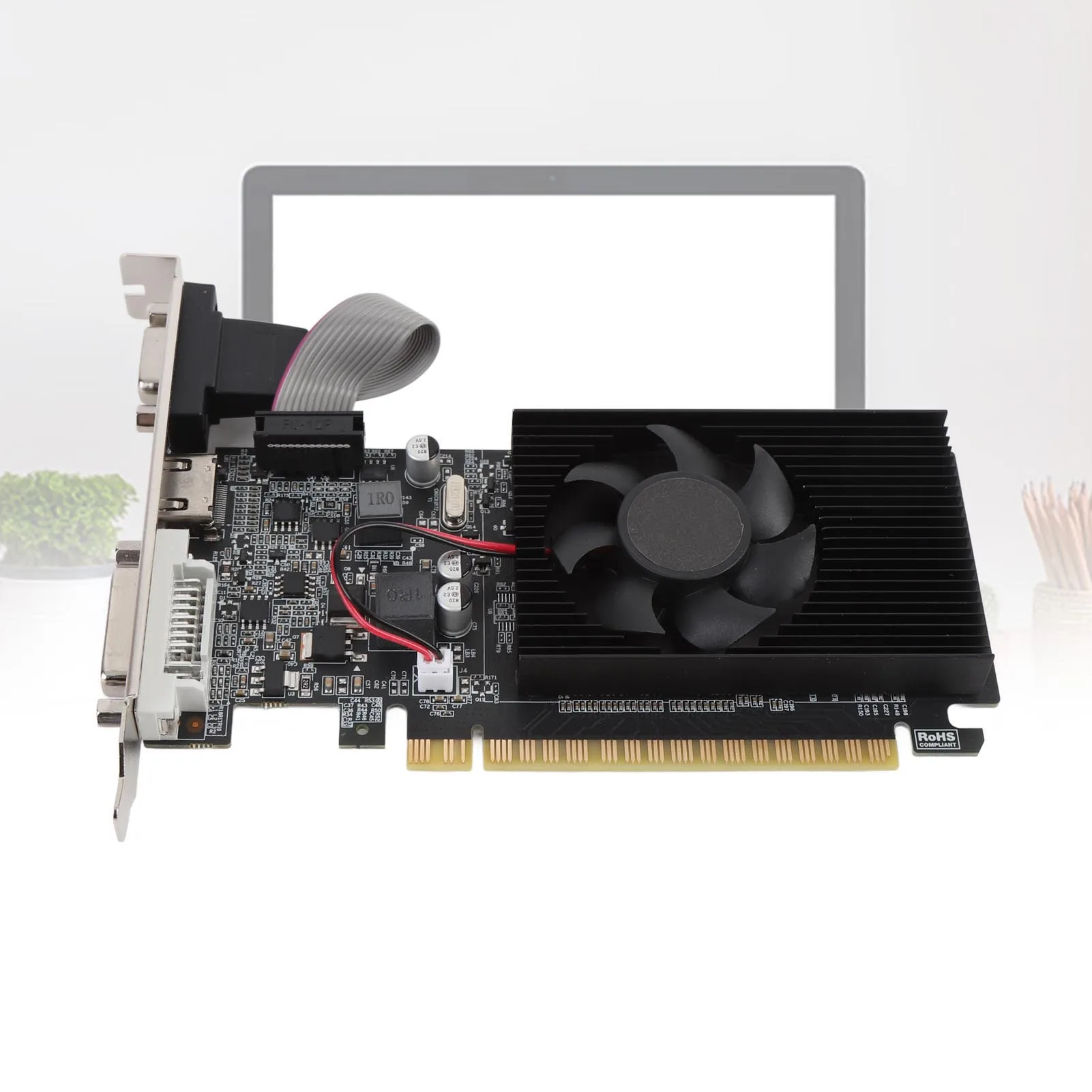 

Graphics Card 1GB DDR3 500MHz 589MHz PCI Express 2.0 16X PC Video Card 64 Bit with VGA DVI HD Multimedia Interface for Working