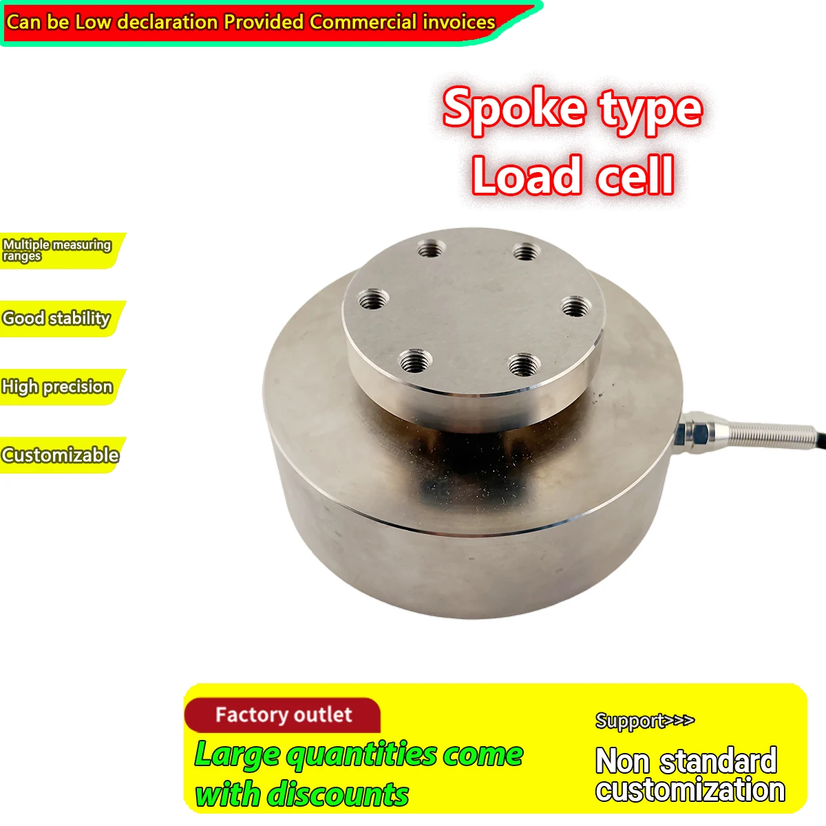 Spoke Type Load Cell 5t 10t 20t 30t 50t High Precision Alloy Steel Compression Force Sensor for Industrial Scale Weighing