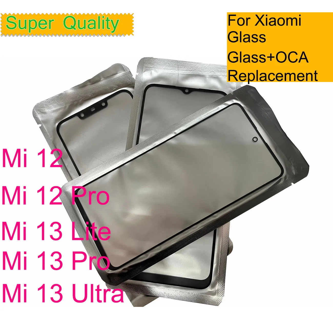 

10Pcs/Lot For Xiaomi 13 Lite Pro Ultra Touch Screen Panel Front Outer Glass Lens For Xiaomi Mi 12 Pro LCD Glass With OCA