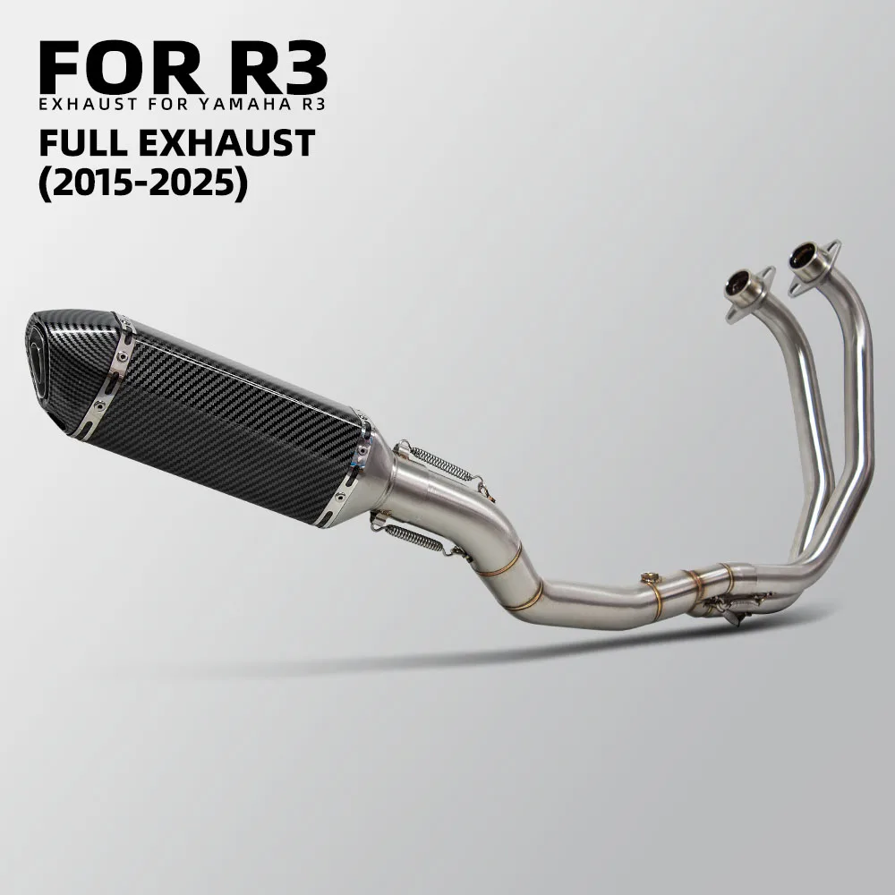 

Full Motorcycle Exhaust System Headers Tube Street Bike Manifold Muffler with DB Killer For Yamaha R3 R25 MT03 MT25 2015-2026