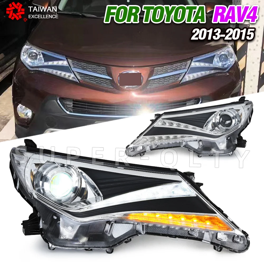 

Фара DEPO в сборе для 2013-2014 2015 для Toyota RAV4, модифицированные светодиодные фары, лазерные линзы, светодиодные дневные ходовые огни